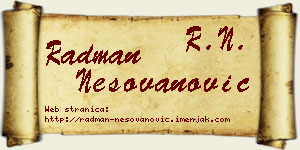 Radman Nešovanović vizit kartica